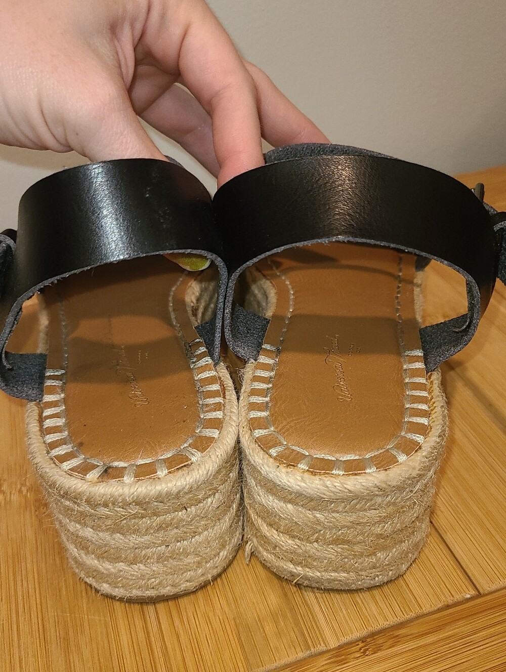 Black Strappy Wedge Sandals Rope Universal Thread Size 8 - Picture 3 of 6